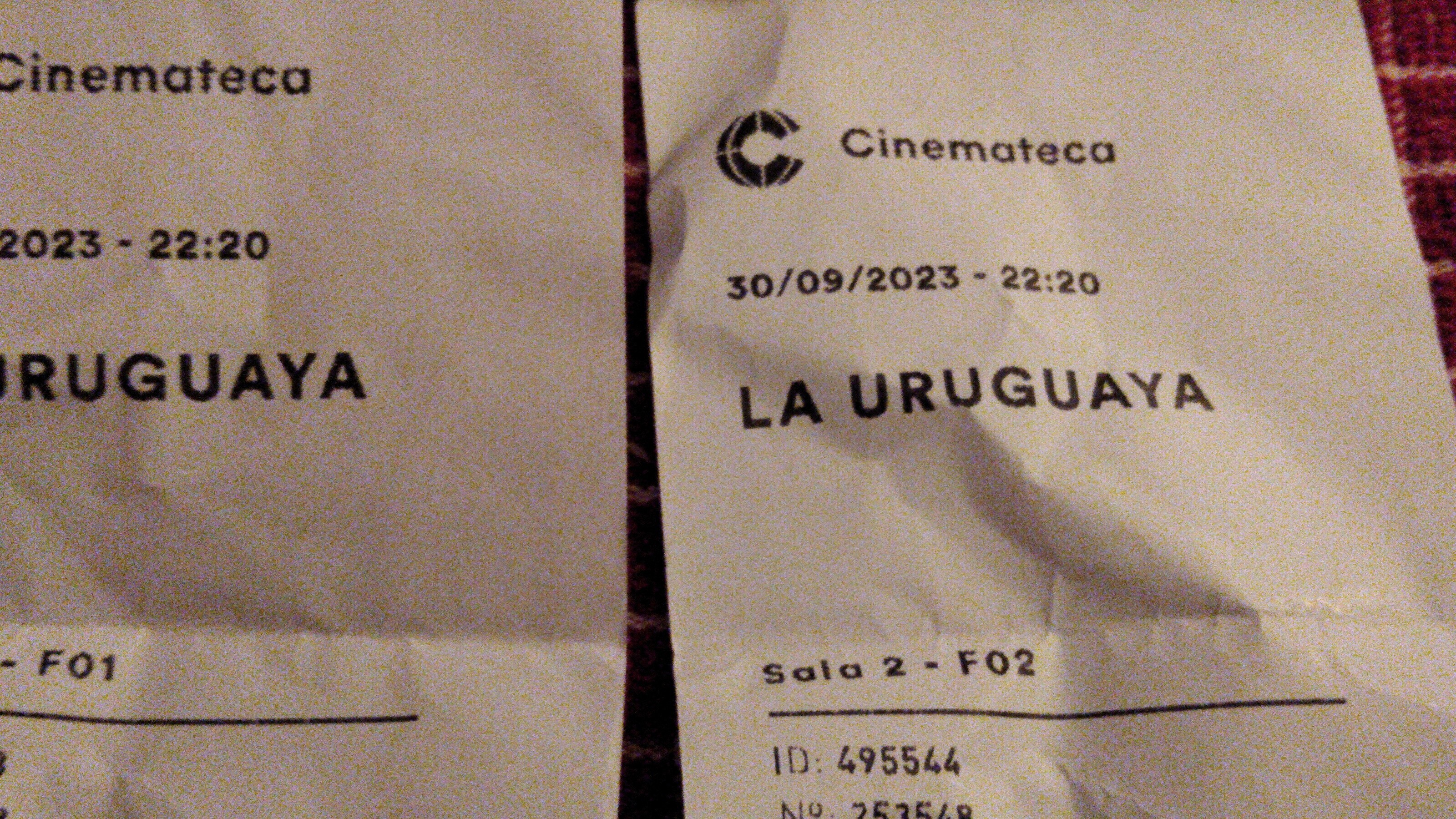 Boleto de entrada a Cinemateca para ver «La uruguaya»